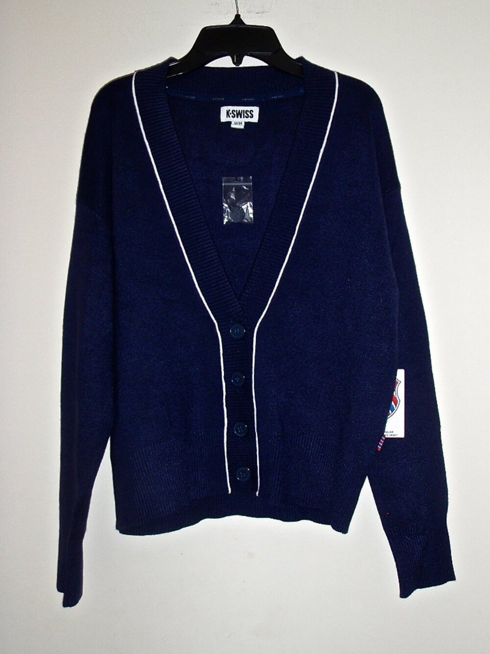 K-SWISS ACTIVEWEAR WOMEN'S NAVY & WHITE CARDIGAN SWEATER SIZE M NWT!
